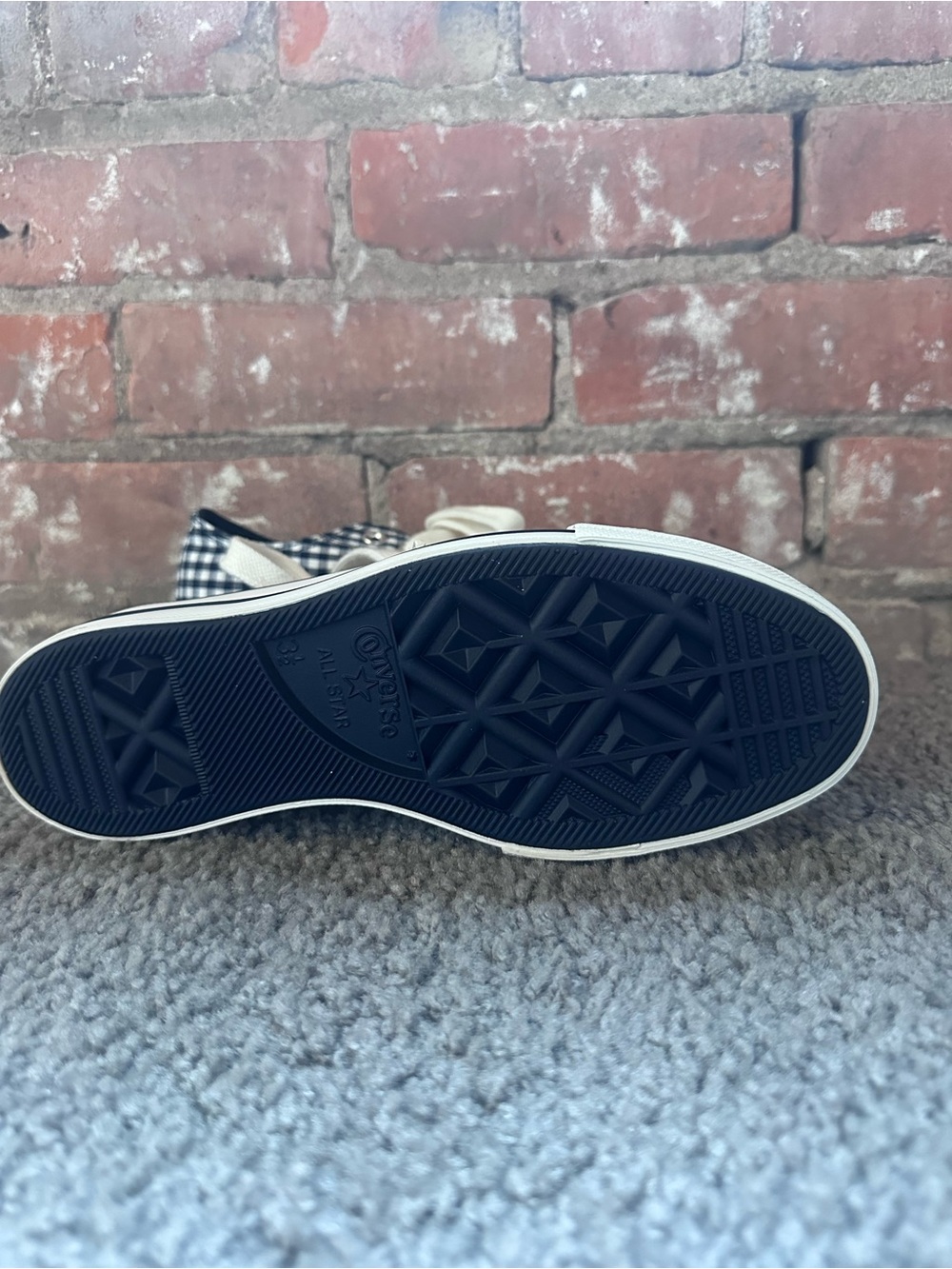 Converse Black & White Gingham Canvas Low-Top Sneakers - Picture 2 of 5